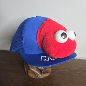 NERDS CANDY Trucker Hat Cap Blue Hat Red Nerds Snapback Vintage 1980's Novelty